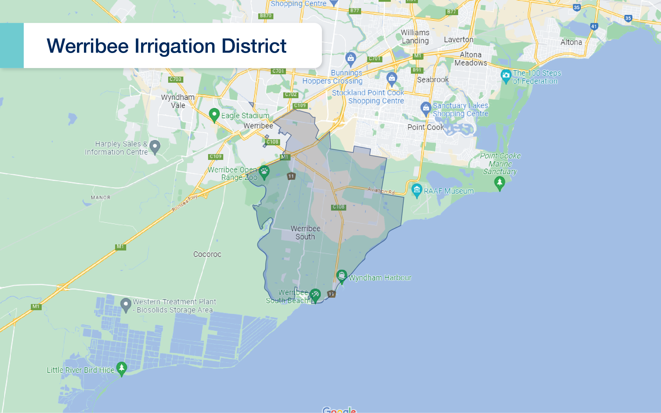 Map of the Werribee Irrigation District's boundary