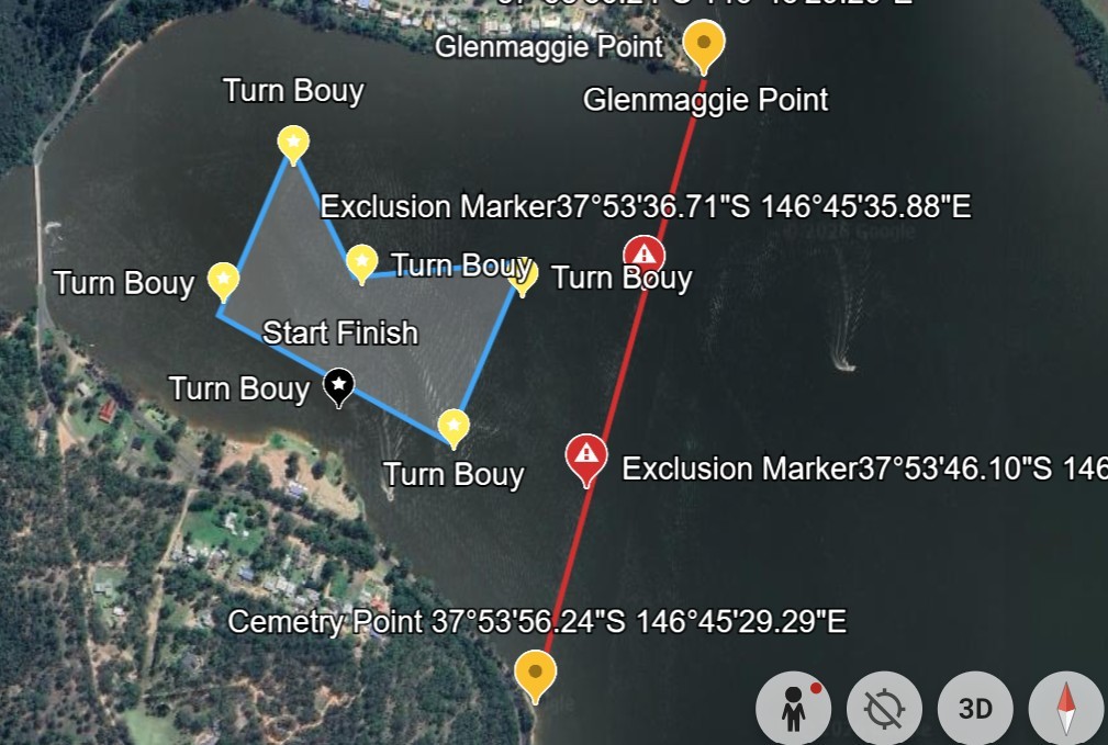 Map showing boating exclusion zone