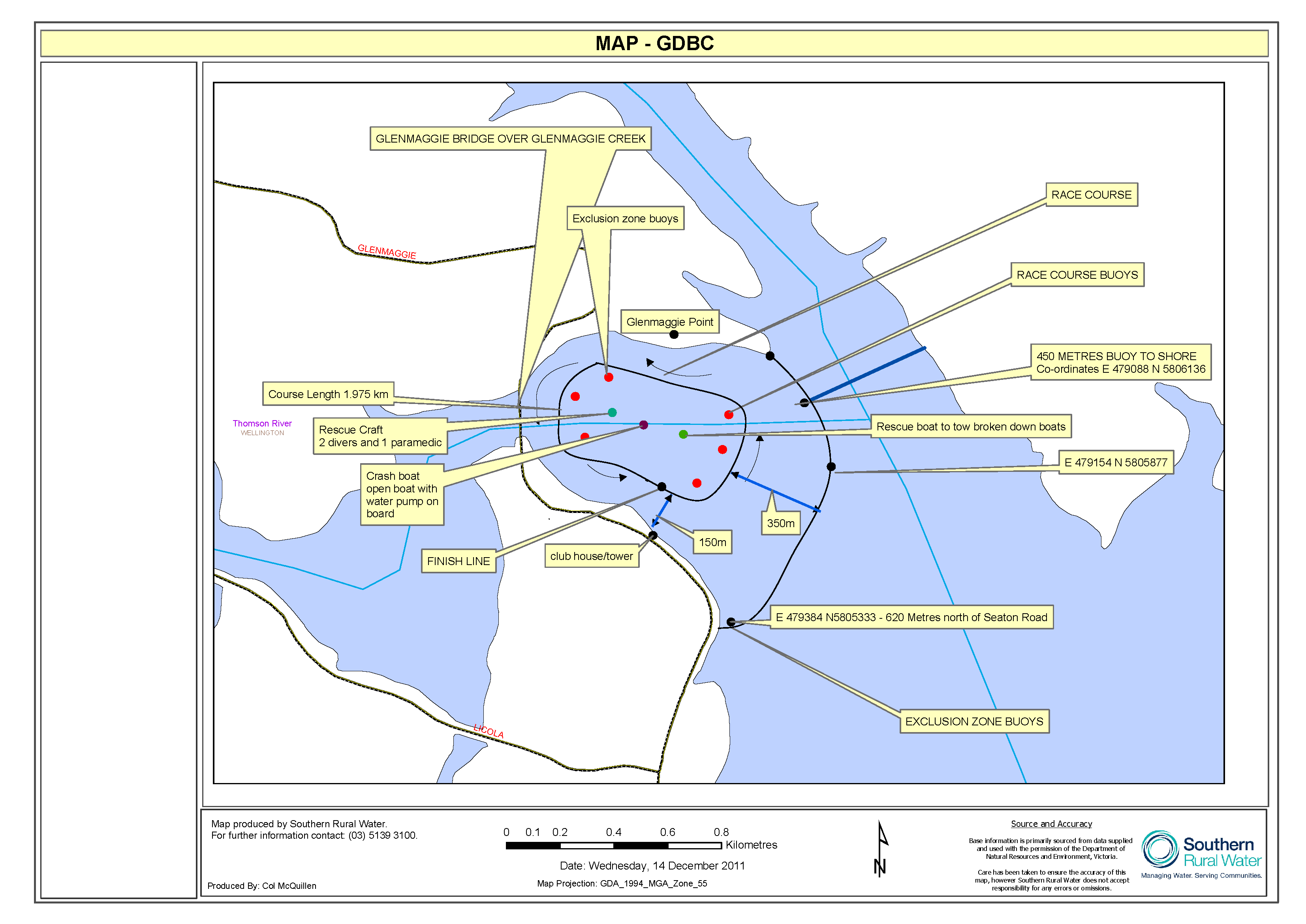 Map of Glenmaggie boating exclusion zone