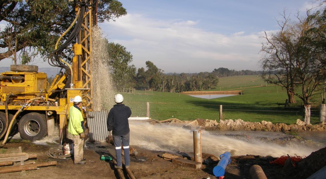 Groundwater bore being drilled